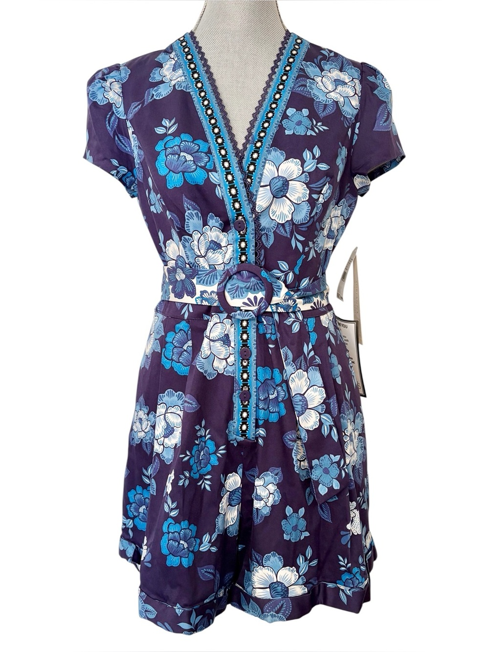 Adrianna Papell Blue Floral Romper